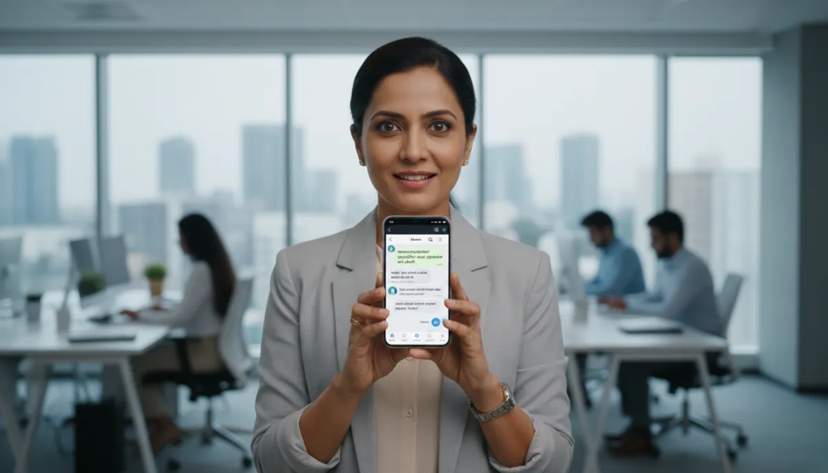 Chennai business owner reviewing AI WhatsApp chatbot conversation on phone