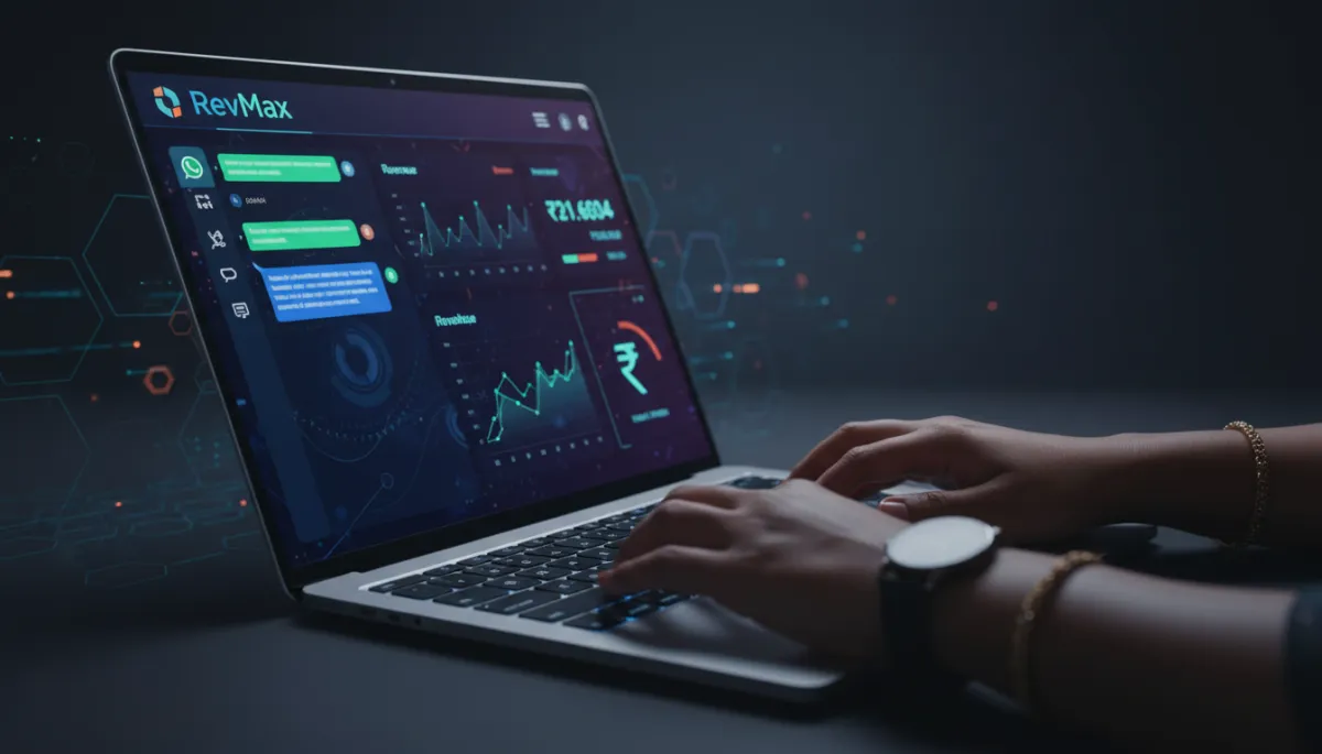 Chennai business owner using RevMax AI CRM to monitor live WhatsApp leads and revenue metrics