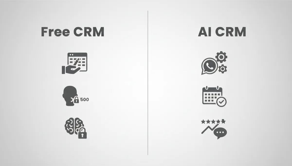 Comparison between limited free CRM and automated AI CRM