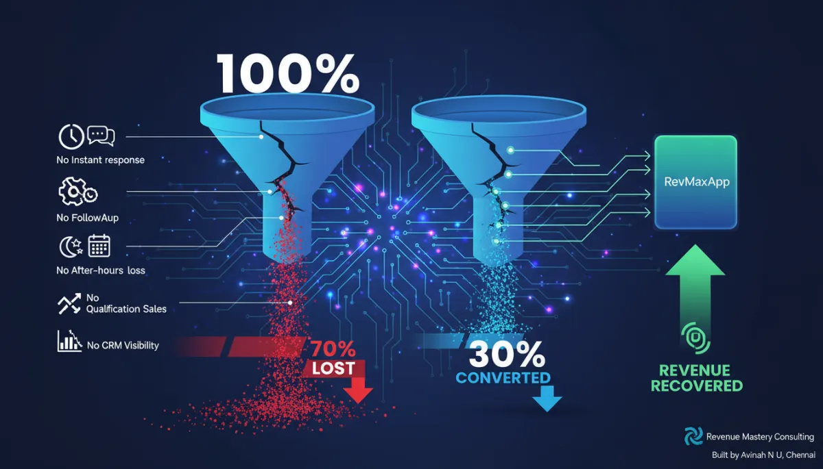 AI lead management system by RevMaxApp to capture and convert business leads automatically