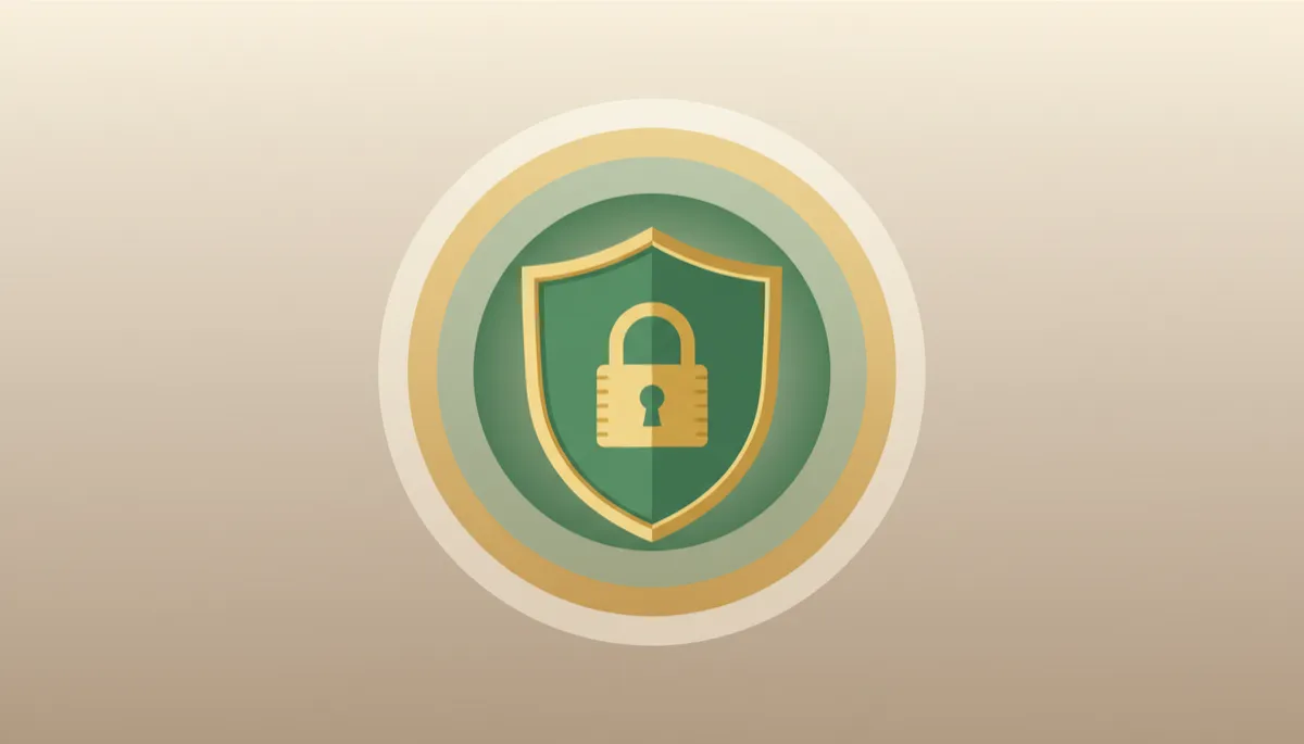 Ilustración de un escudo con cerradura y capas concéntricas que simbolizan protección de datos en IA