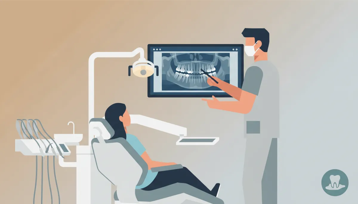 Island Dental dentist reviewing digital X-rays with a patient in a treatment room