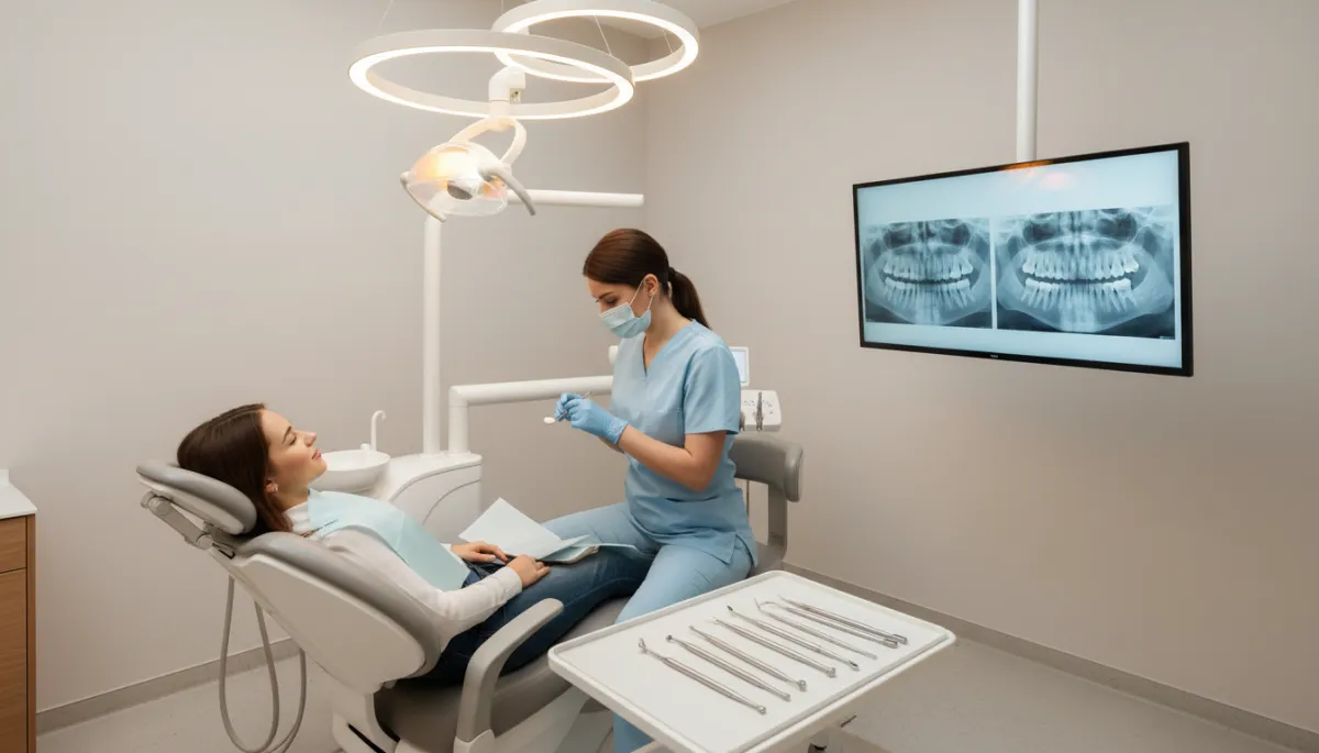 Dentist performing a gentle oral health assessment on a patient