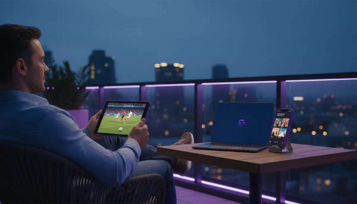 Entrepreneur relaxing while AI tools auto-publish World Cup themed content