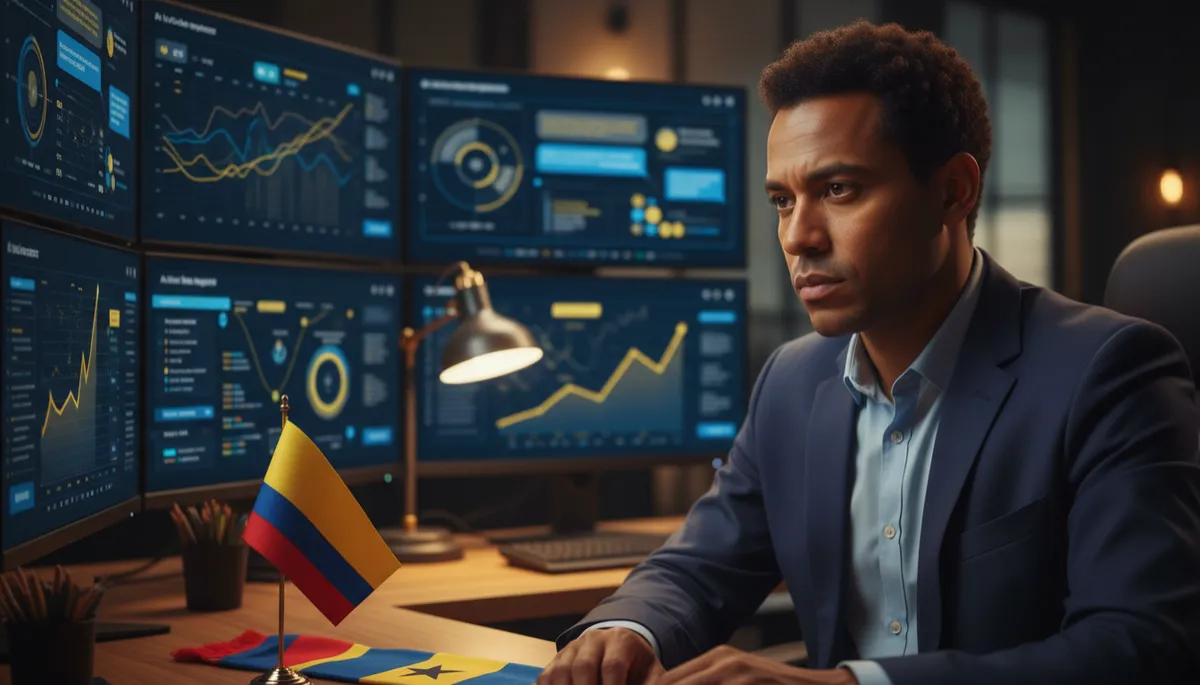 Professional using AI tools for income with World Cup memorabilia on desk