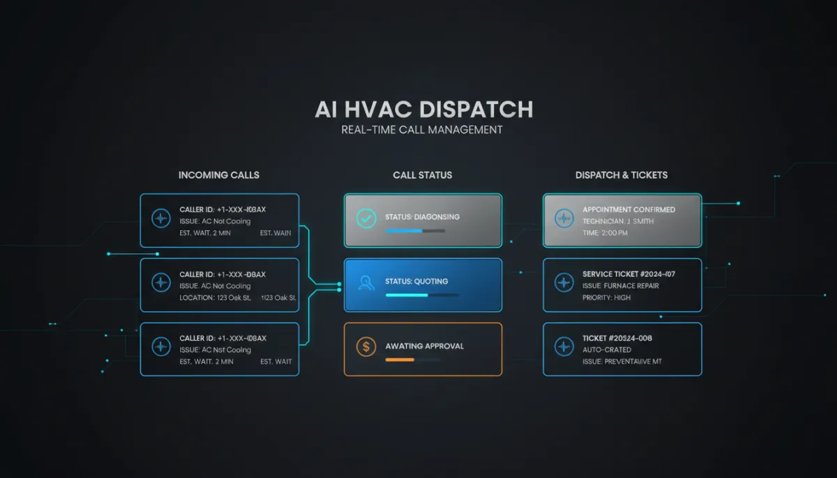 Dashboard showing AI handling incoming calls and automatically creating HVAC service appointments