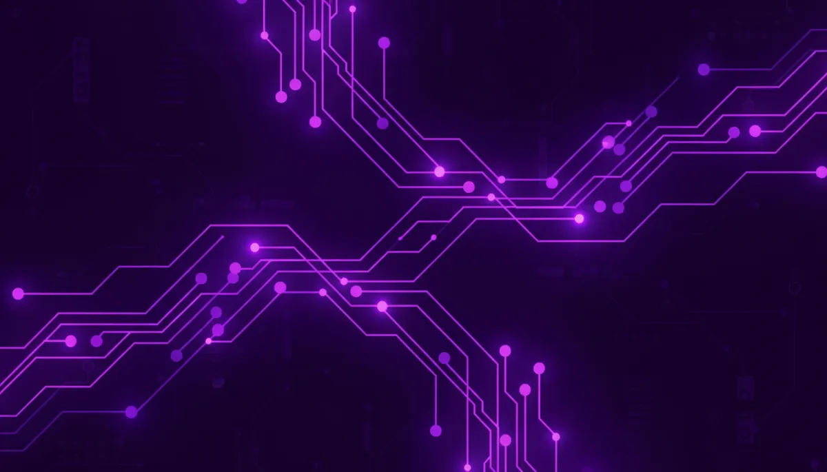 Abstract deep purple and electric violet neural network representing AI automation and intelligence