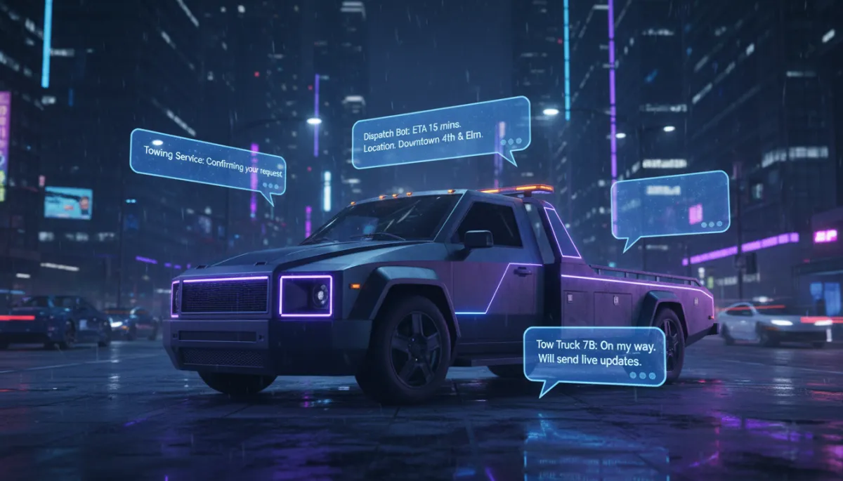 Local towing business using AI to respond to social media tow requests at night
