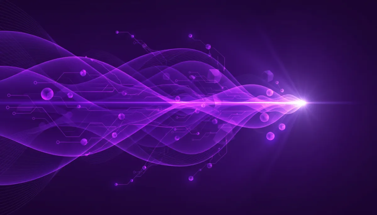 Abstract deep purple and electric violet AI data convergence visual