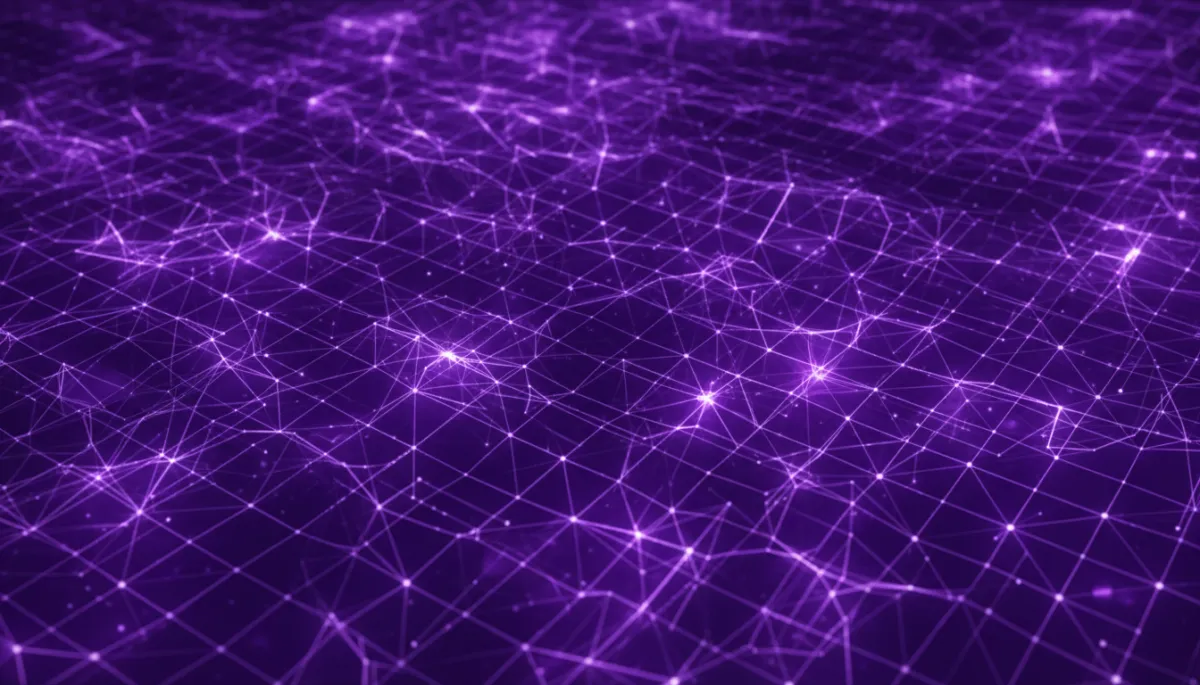 Indigo and electric violet neural network lattice symbolizing AI creator workflows