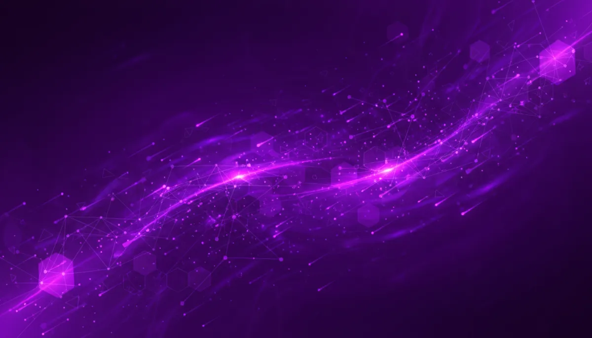 Electric indigo and violet geometric flow symbolizing AI-powered creator momentum