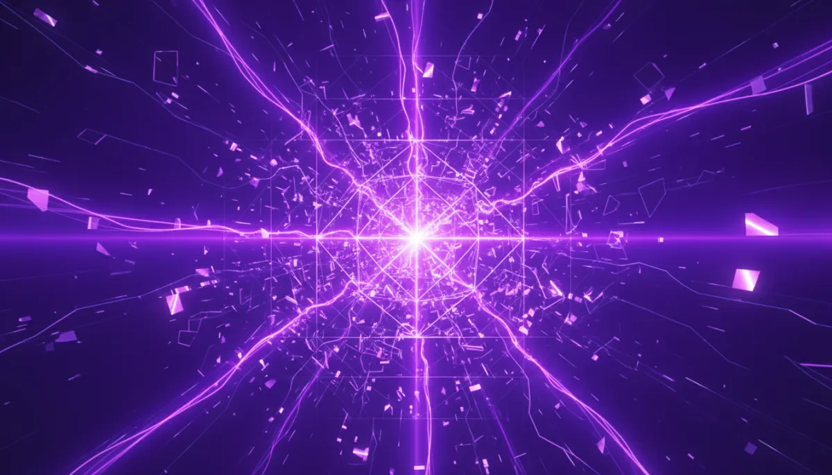 Abstract AI breakthrough visual in deep purple and electric violet