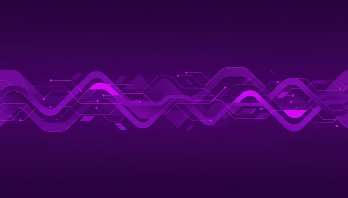 Abstract geometric tech wave in deep purple and electric violet