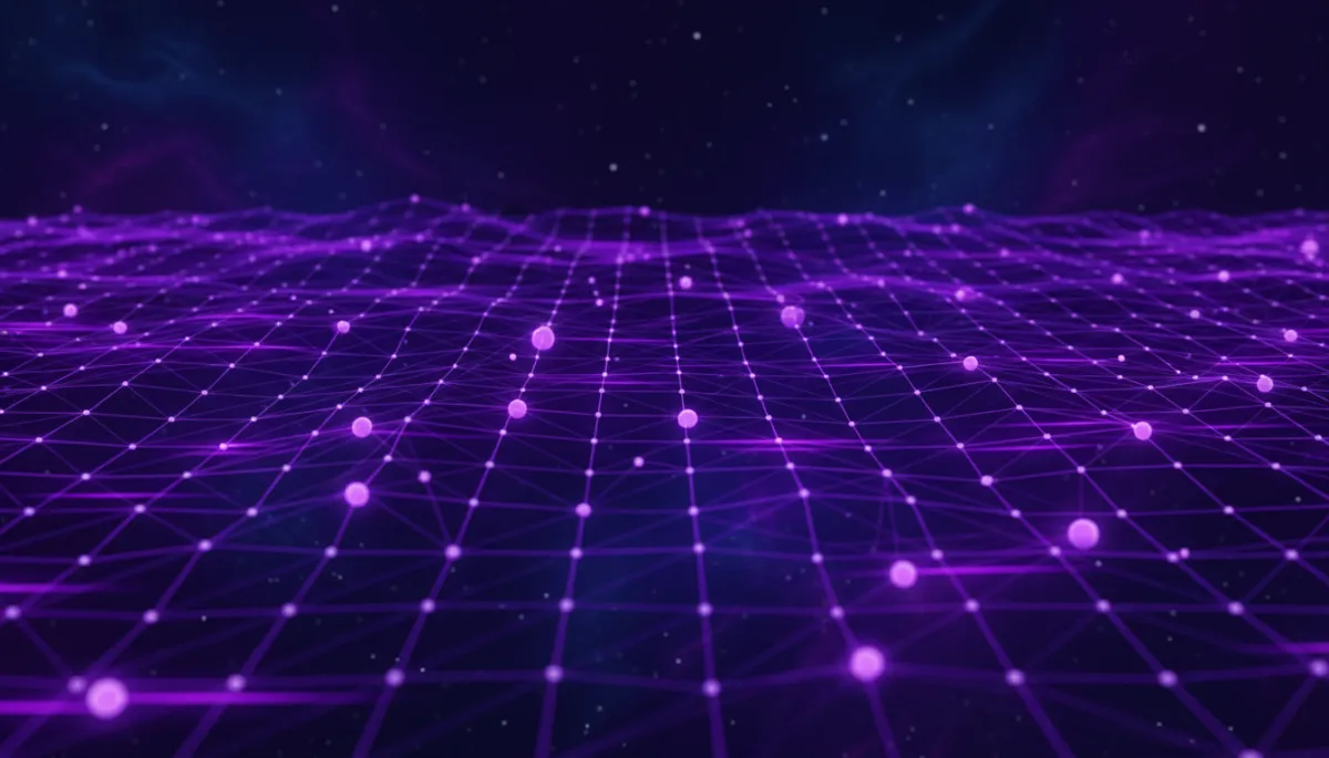 Abstract neural grid of glowing nodes representing AI-powered creator networks