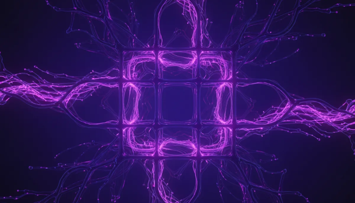 Abstract purple neural network representing AI-powered content amplification