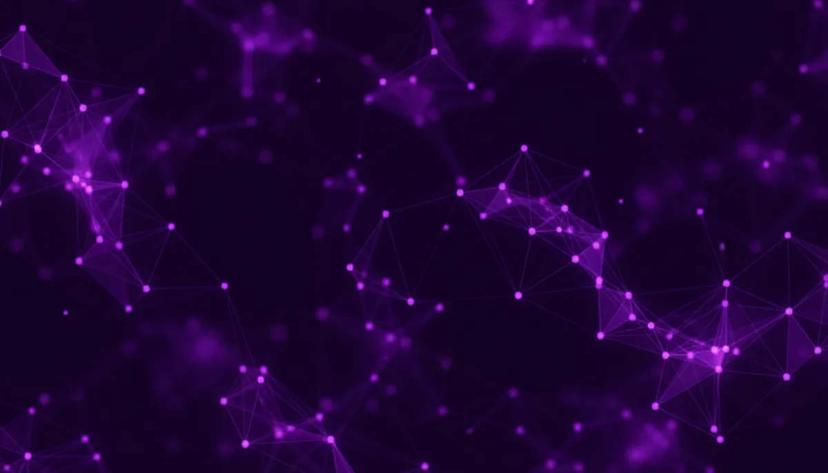 Abstract deep purple and electric violet neural network representing AI content systems