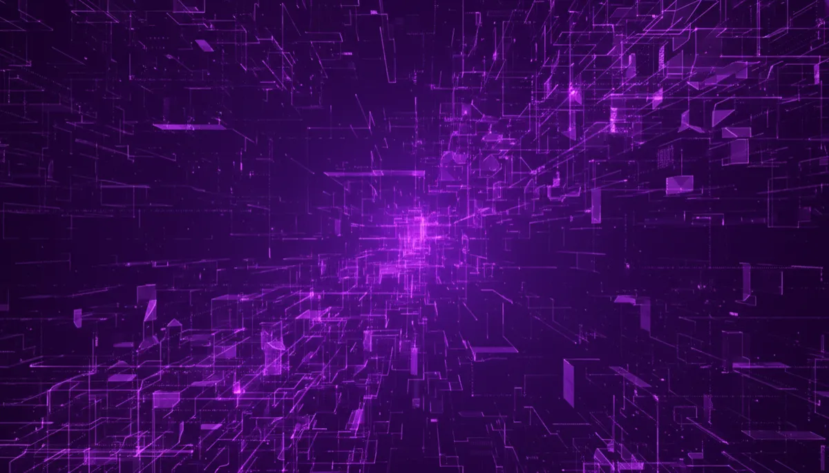Abstract deep purple and electric violet geometric data network
