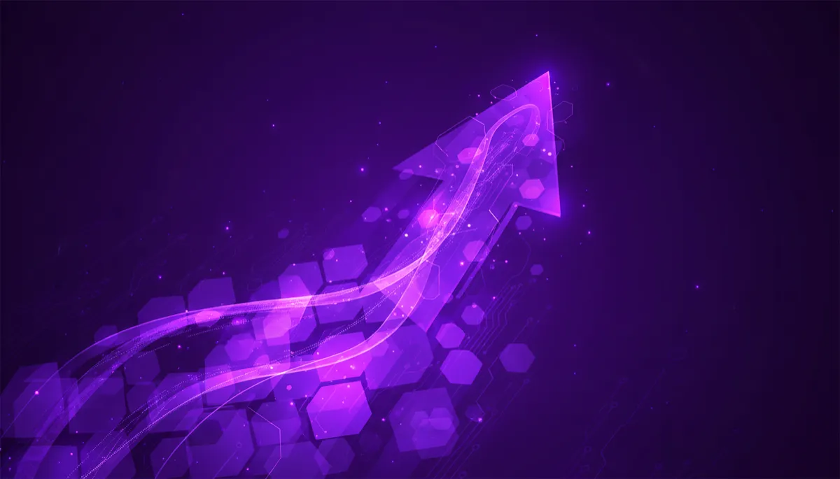 Abstract deep purple and violet geometric visuals representing AI-driven growth for Florida local businesses