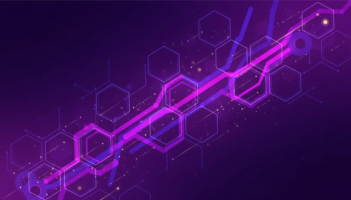 Abstract deep purple geometric network symbolizing scalable expert business systems