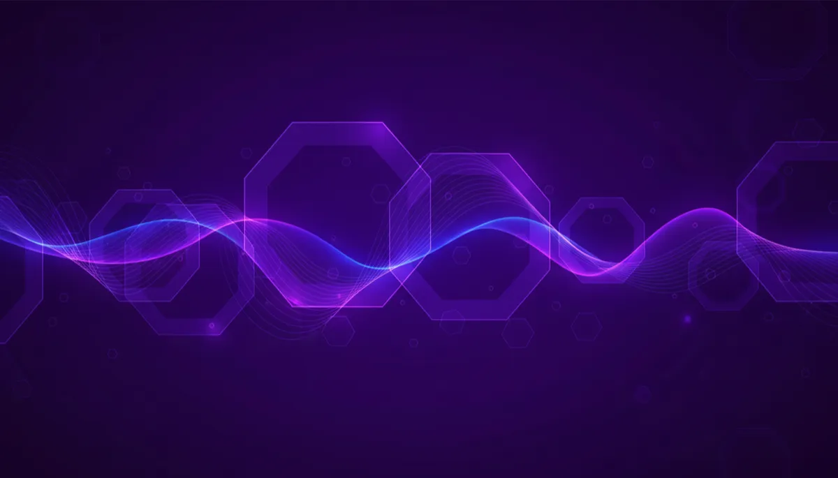 Abstract deep purple and electric violet visuals representing AI-powered content systems