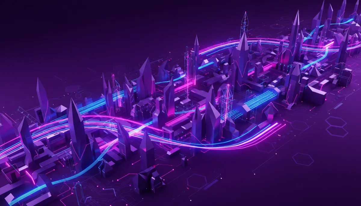 Abstract geometric tech digital flow representing algorithmic content streams