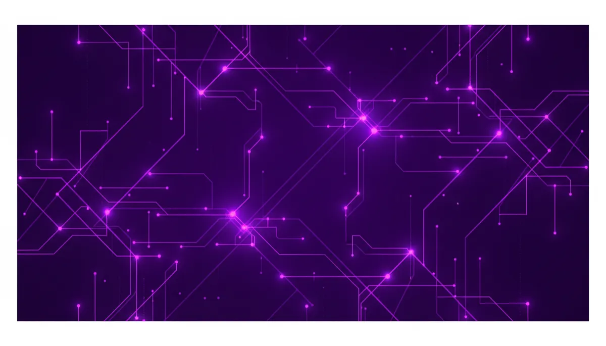 Abstract violet energy circuits representing AI-powered creator workflows