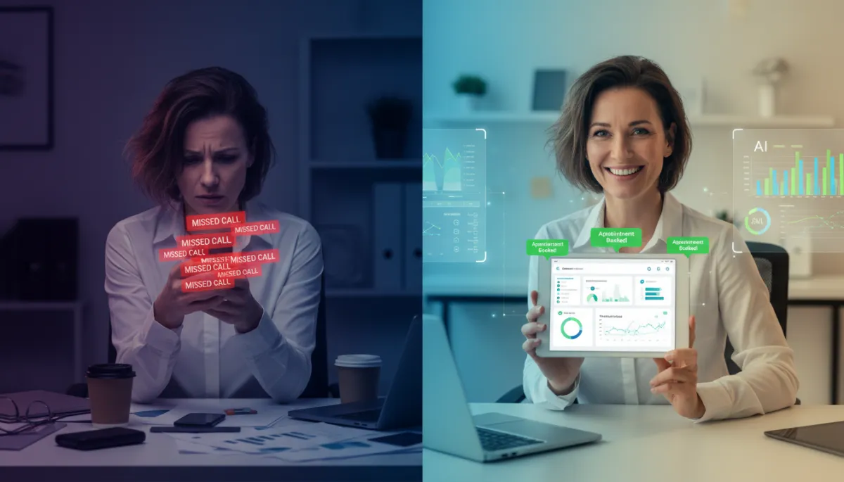Comparison of missed call chaos versus AI-automated booked appointments