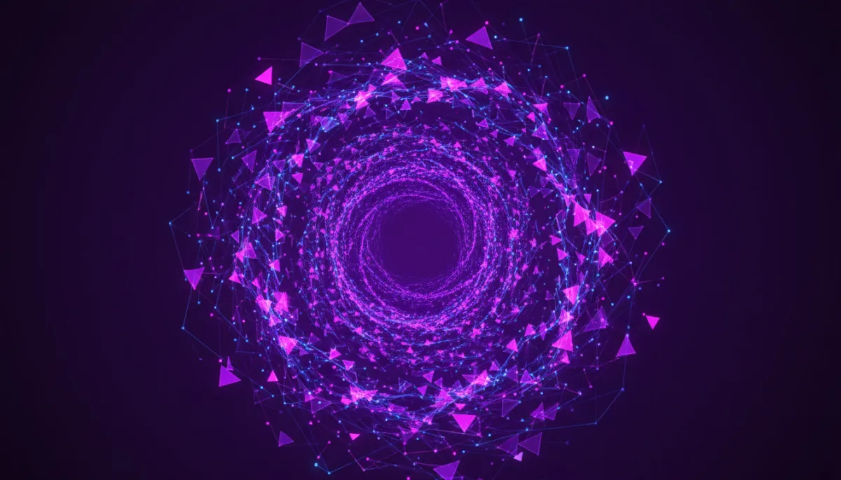 Abstract deep purple and neon indigo tech swirl symbolizing automated AI networks for local Florida businesses