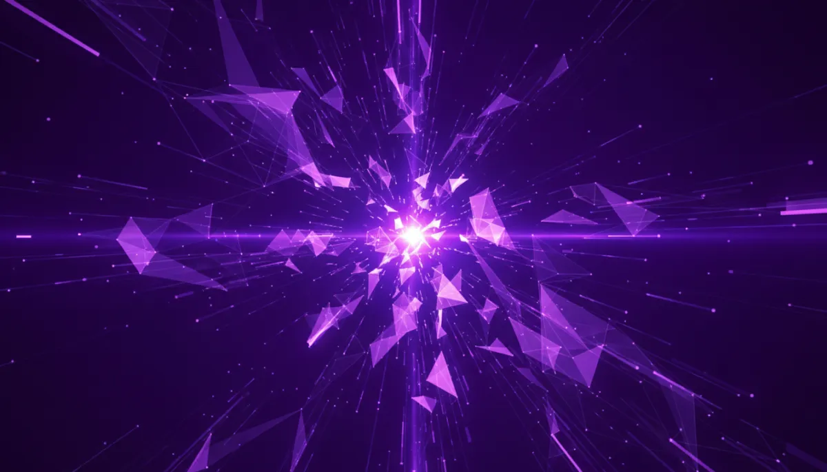 Abstract deep purple and violet geometric tech flow representing AI-powered creator workflows