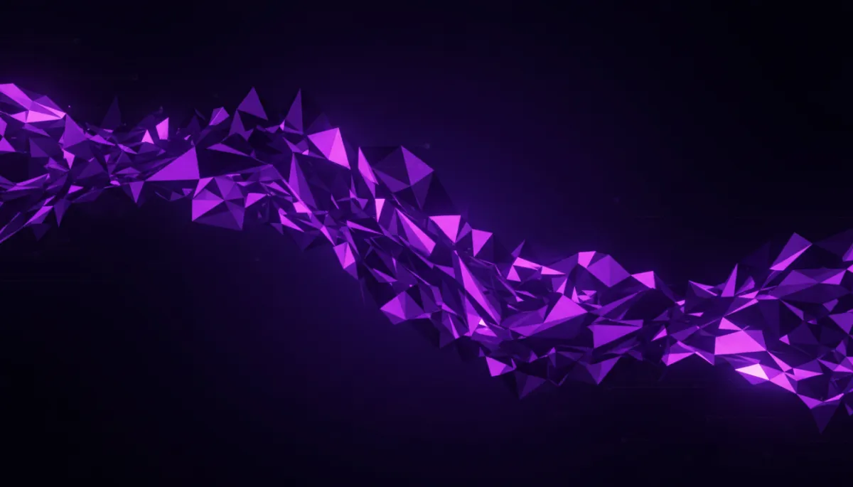 Abstract deep purple and electric violet tech wave representing AI-powered creator momentum