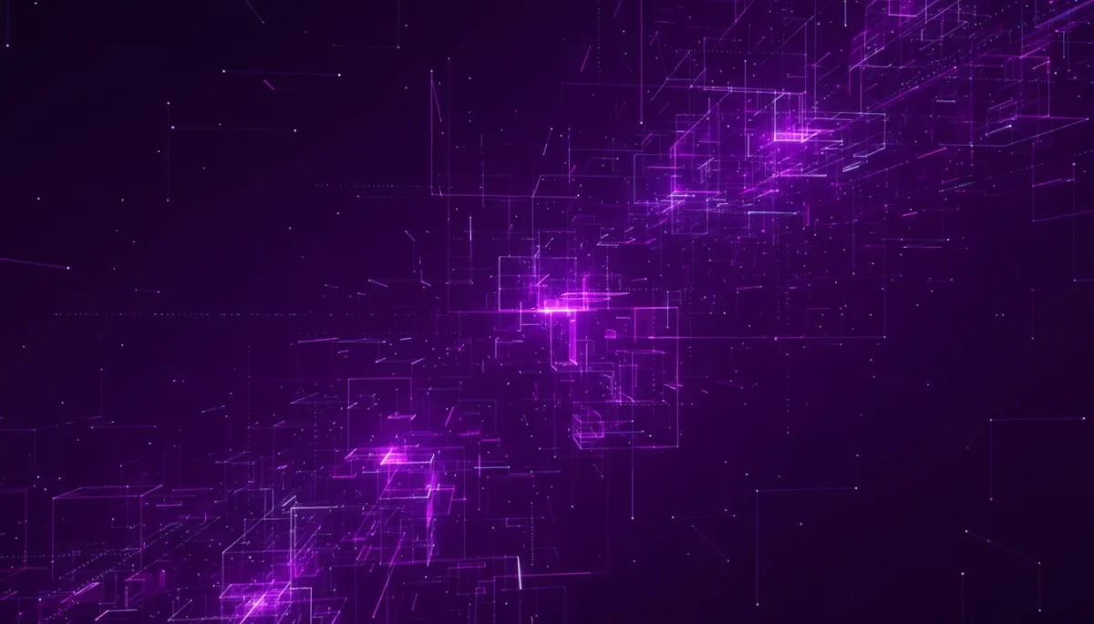 Abstract deep purple and electric violet AI geometric flow visual — Florida local business AI