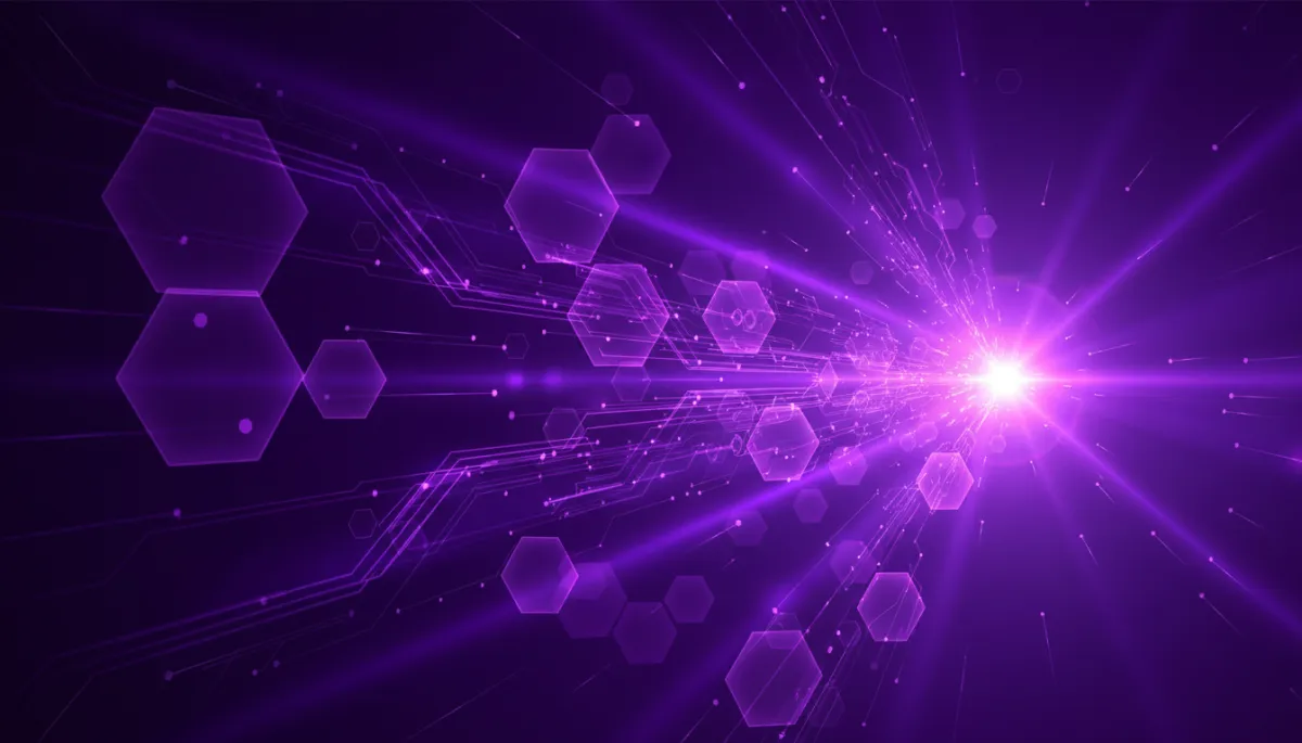 Abstract deep purple electric violet indigo geometric flow visualization — AI content strategy for creators 2026