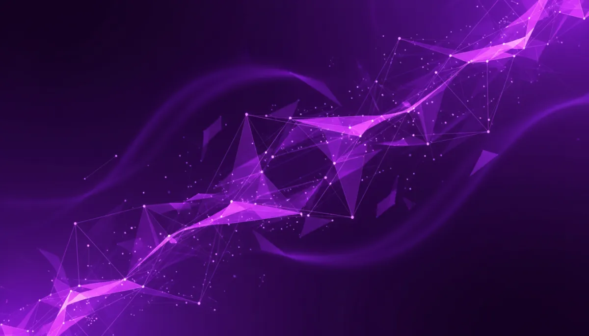 abstract digital flow visualization in deep purple #1a0533 and electric violet/indigo #7c3aed #4f46e5, flowing geometric data streams and converging glowing lines with particles suggesting momentum, transformation, and speed, ultra-premium agency quality, no humans, no faces, no text