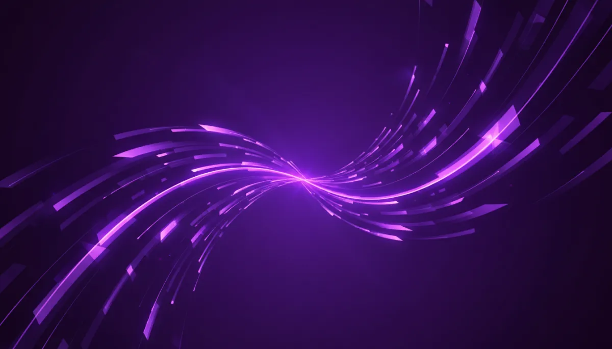 Abstract digital geometric flow visual in deep purple and electric violet-indigo