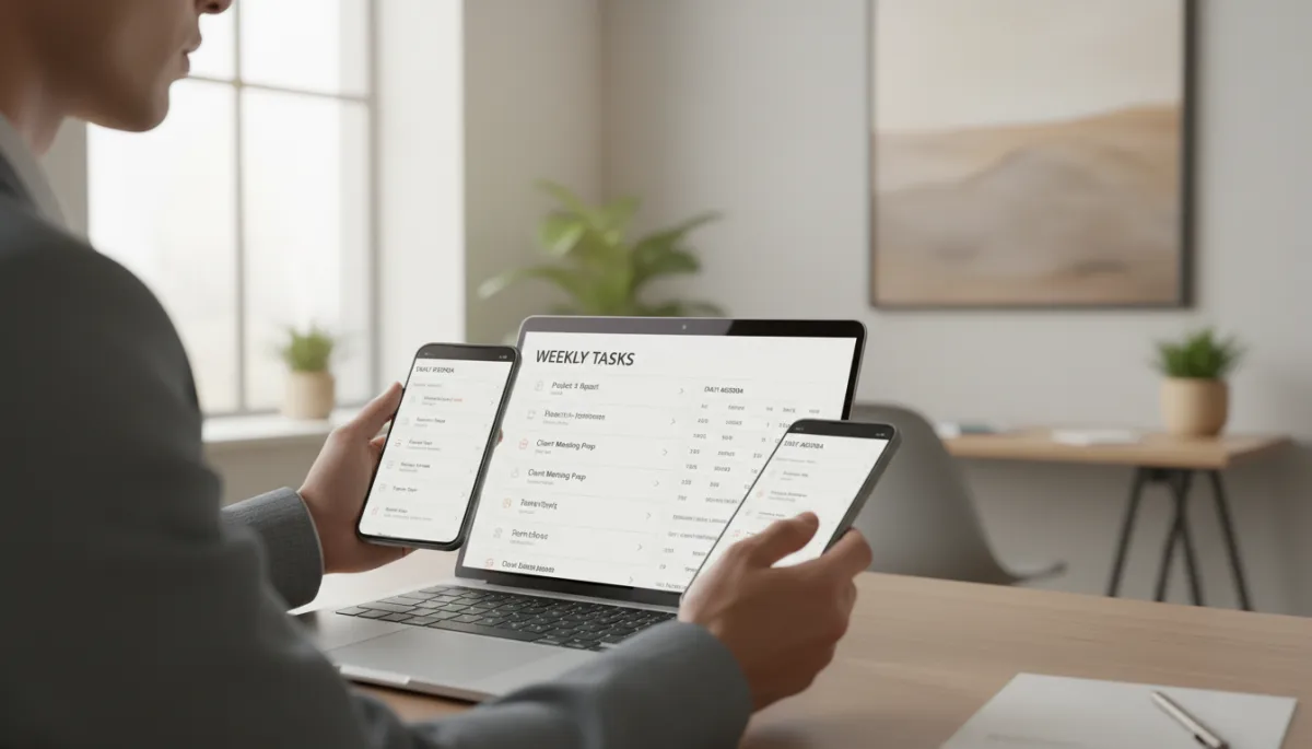 Person reviewing their weekly task plan on a task manager program