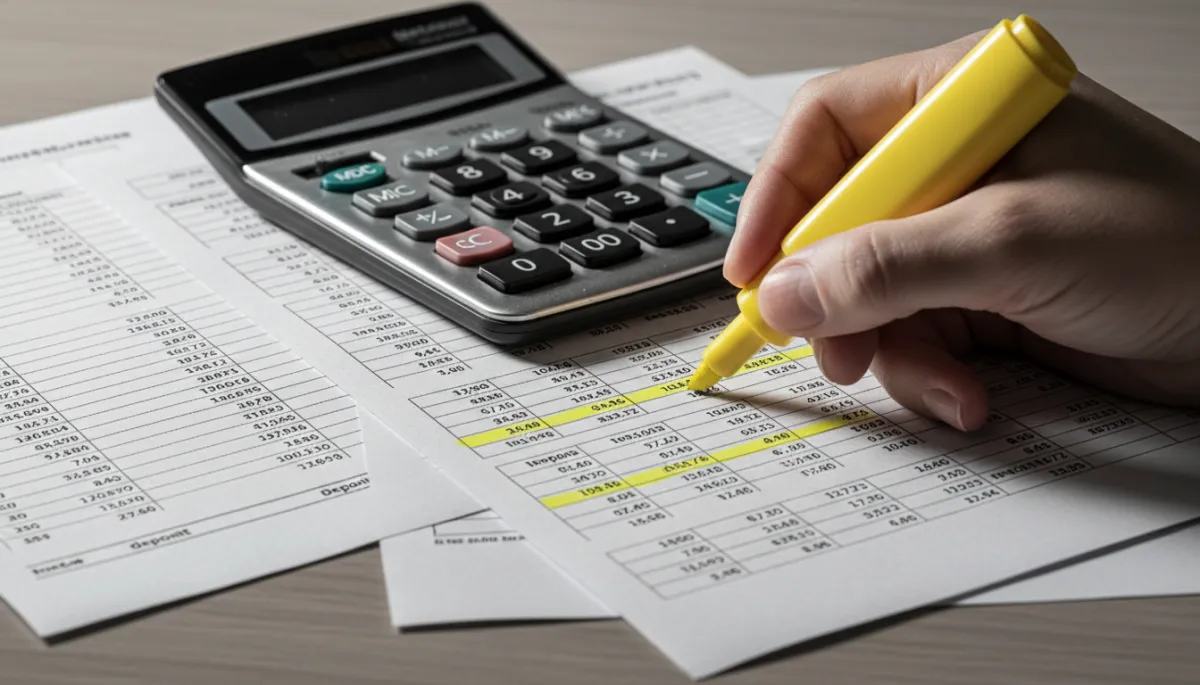 Bank statements and calculator used to analyze income for a bank statement loan