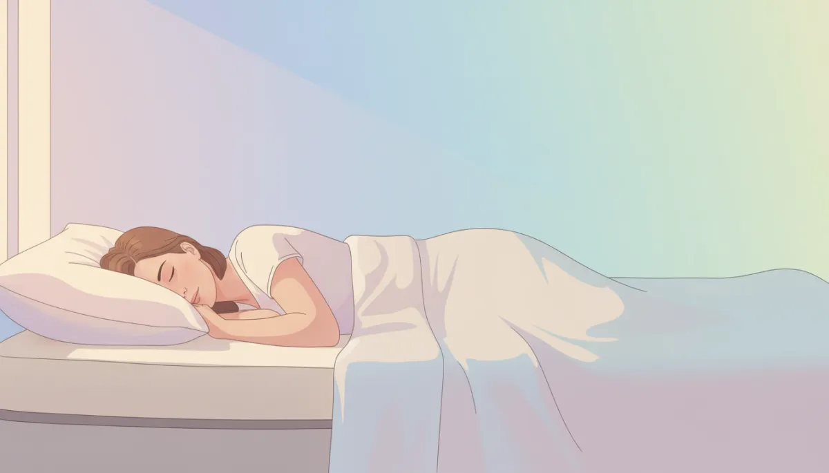 Person sleeping comfortably on a supportive neutral-toned mattress