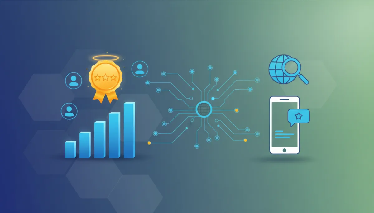Small business owner analyzing Google reviews for SEO improvement