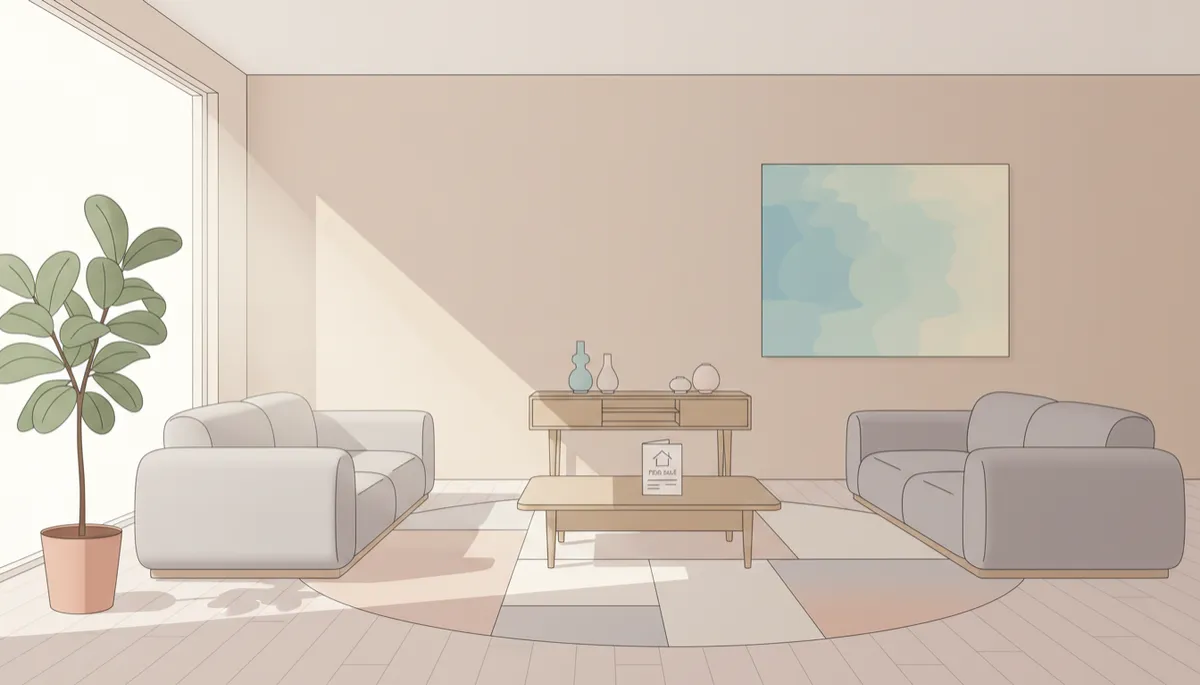 Professionally staged Anaheim living room prepared for home sale