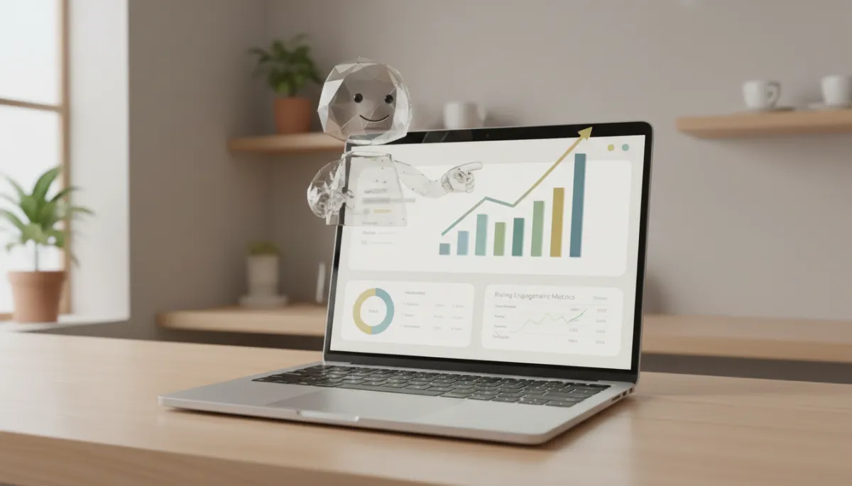 3D render of AI marketing dashboards for a small café