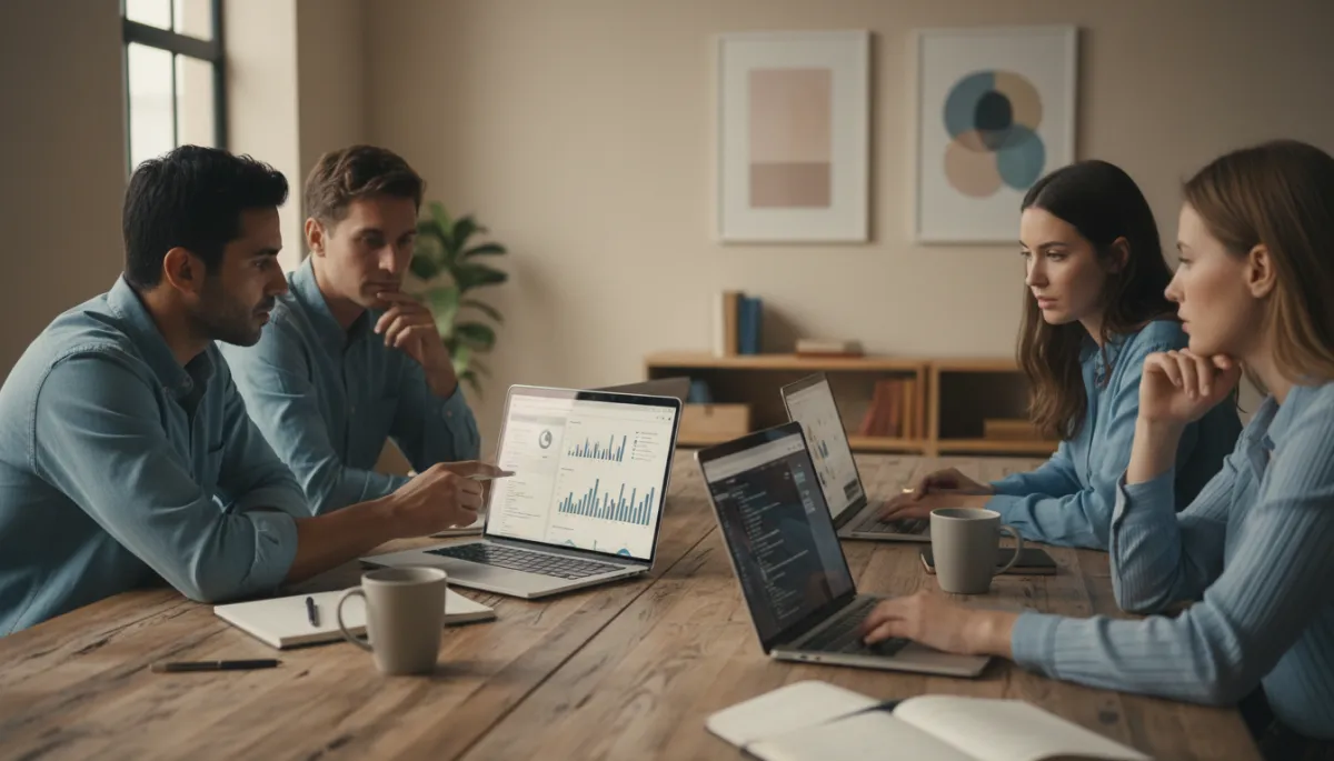 Team collaborating on AI tools during a training workshop