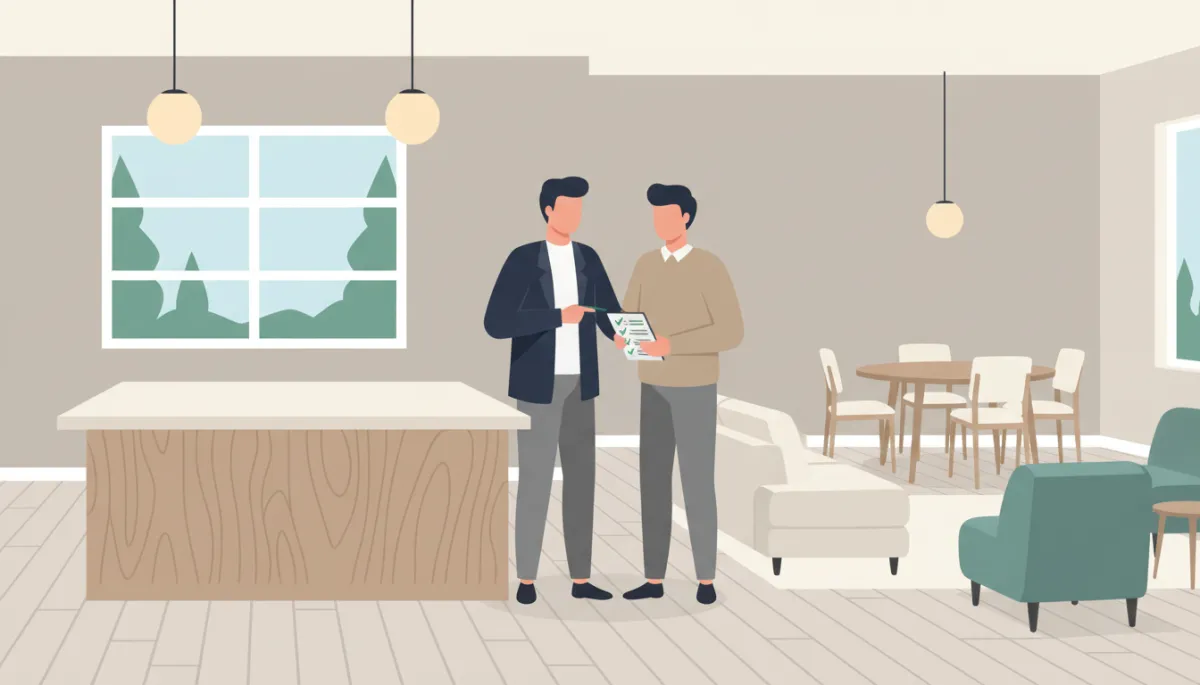 Executor and agent reviewing a checklist while preparing an inherited home for sale