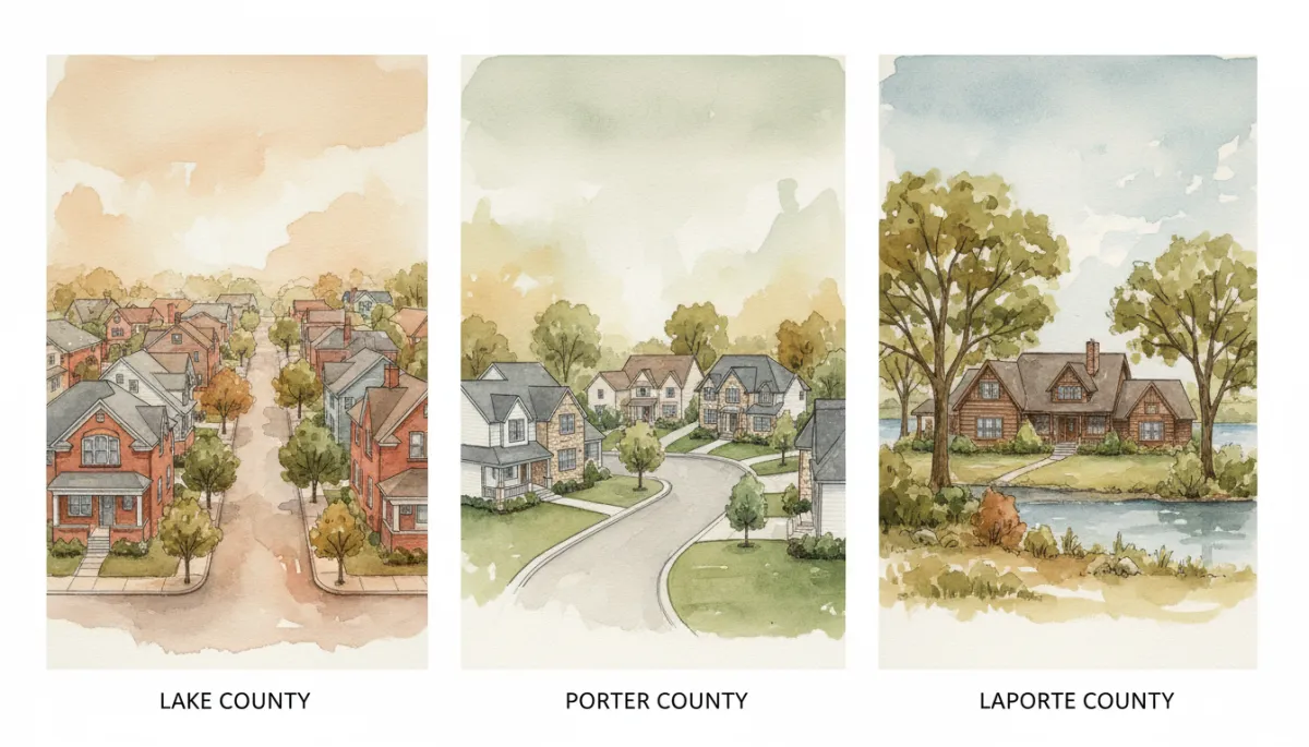 Visual comparison of housing styles across Lake, Porter, and LaPorte counties Visual comparison of housing styles across Lake, Porter, and LaPorte counties