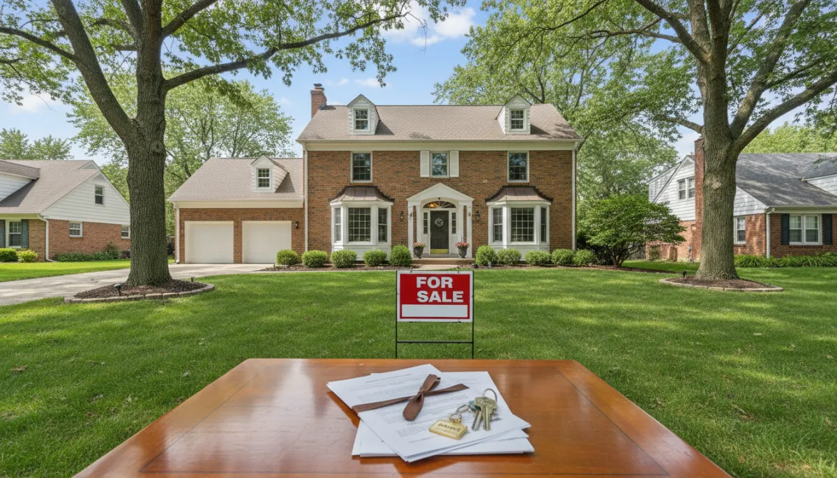 A photorealistic, high-quality image of a classic brick house with a A photorealistic, high-quality image of a classic brick house with a