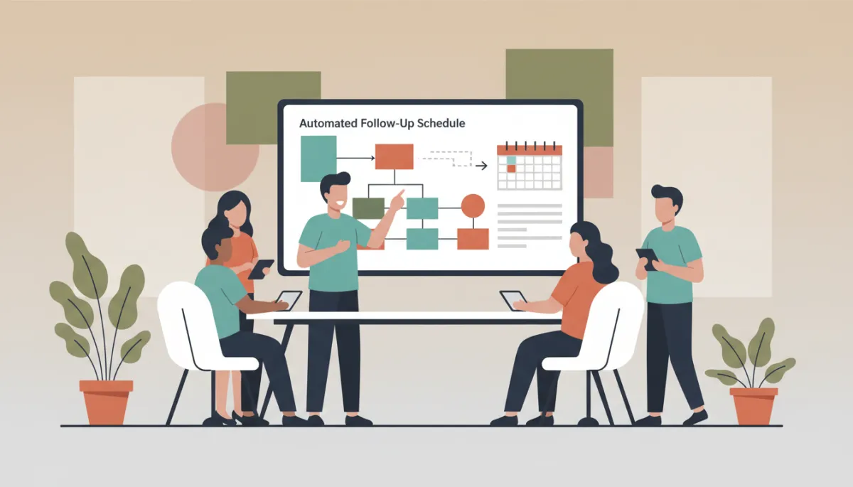 Local business team reviewing an automated follow-up schedule on screen