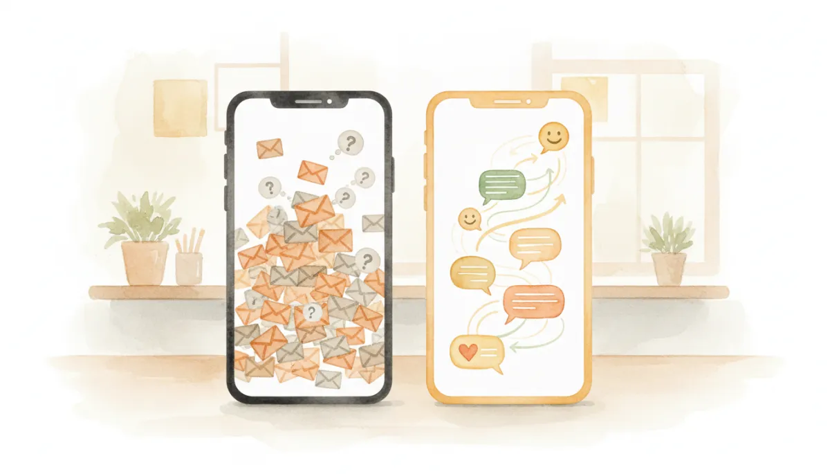 Comparison of slow and fast responses to customer inquiries on smartphones