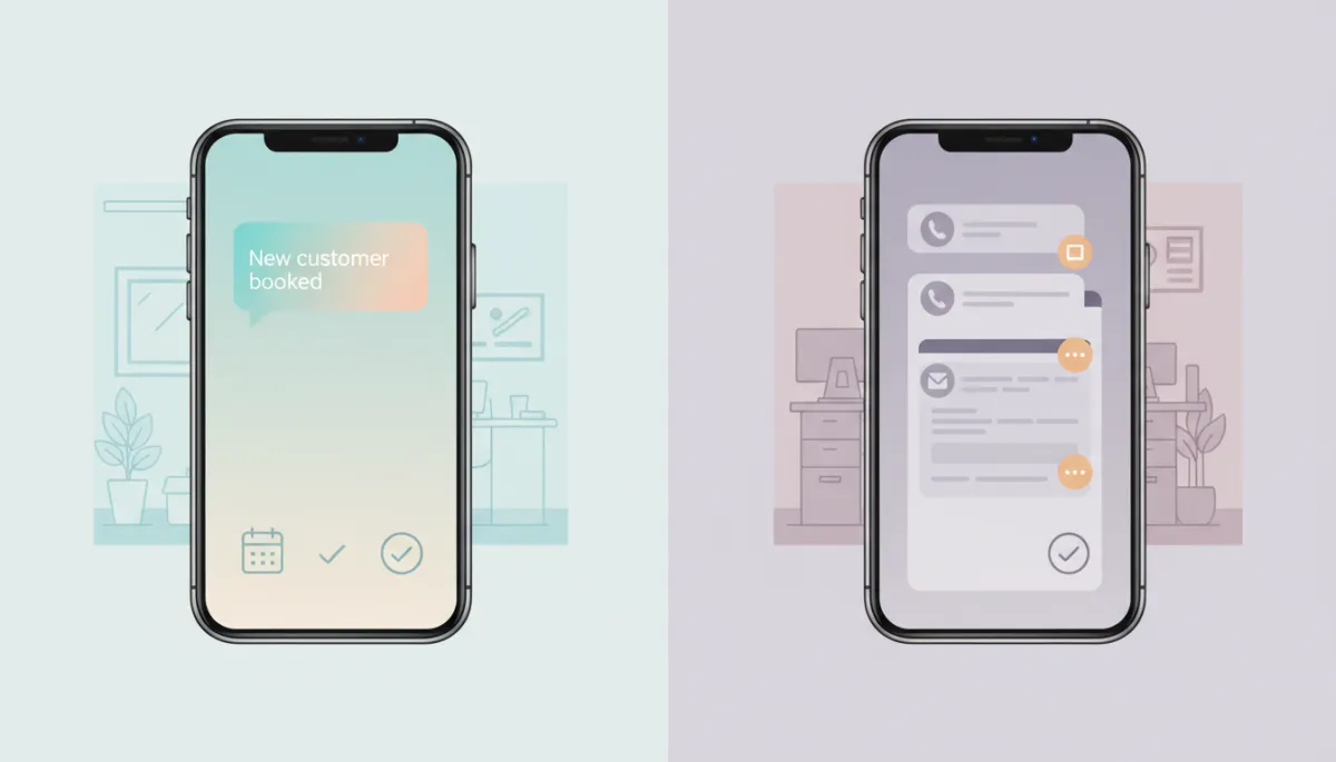 Comparison of a local business securing a new customer versus another with missed messages