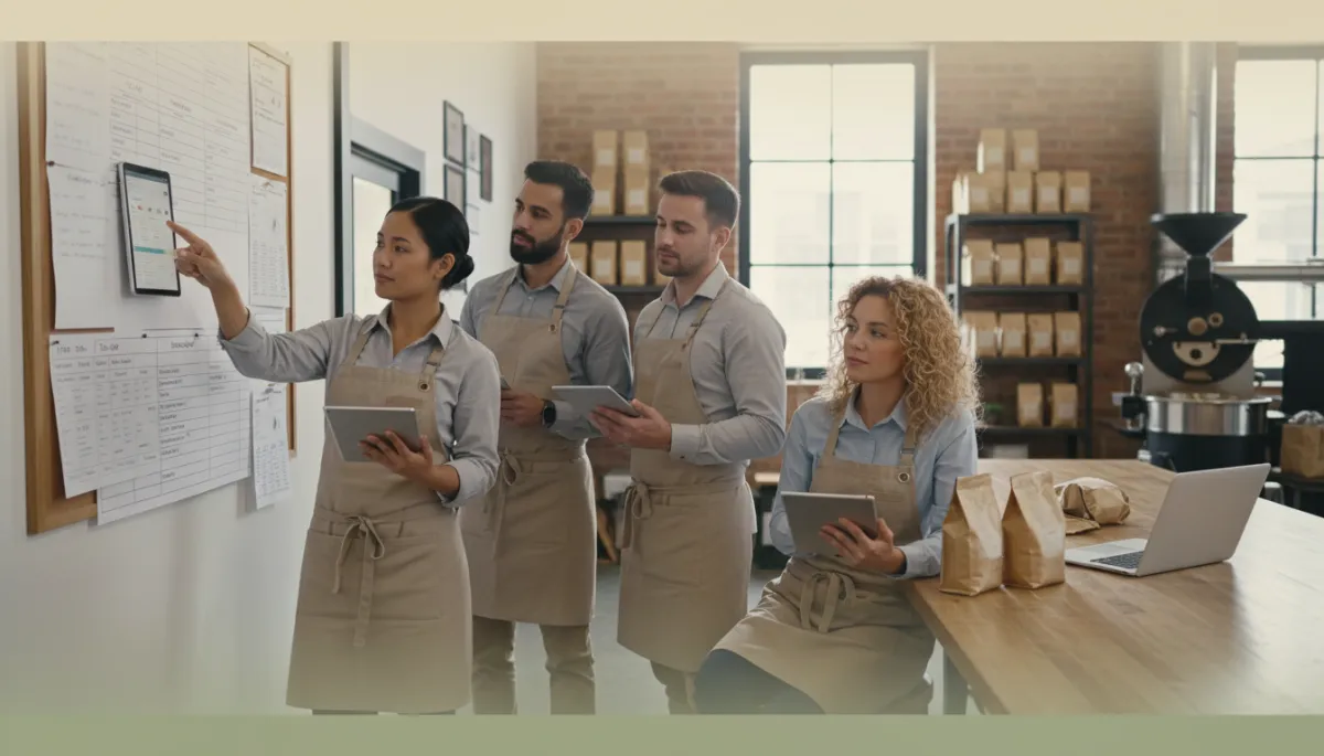 Local business team following clear documented processes during the workday