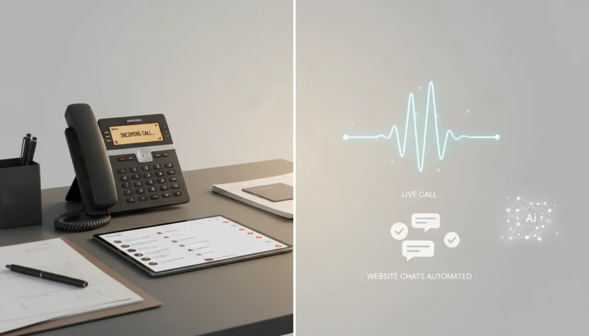 Comparison of missed calls and messages versus AI receptionist handling them automatically