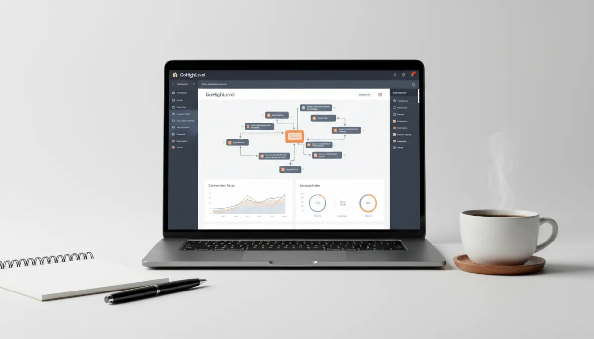 Laptop displaying AI-powered conversations and analytics in a CRM dashboard